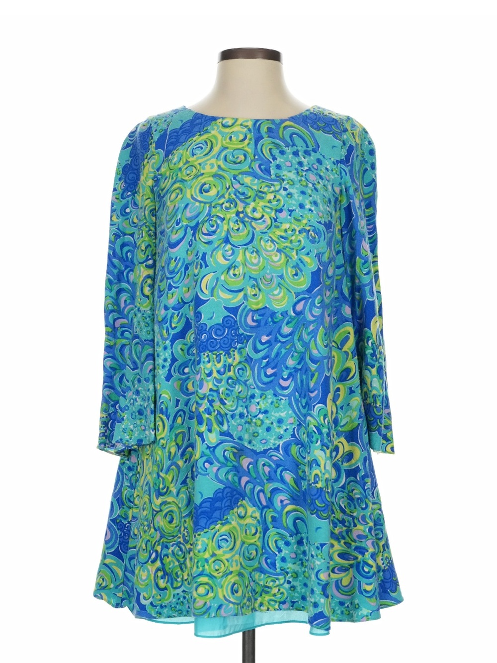 Lilly Pulitzer Turquoise, Blue & Lime Swirl Print Dress